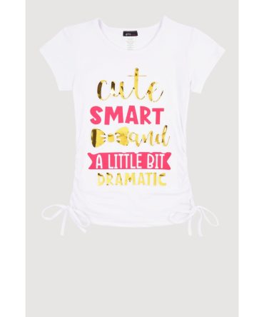 Girls Ruched 3D Foil Graphic Top