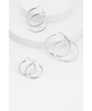 Metallic Textured Hoop Earring Trio
