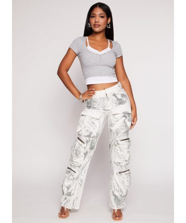 Paint Splatter Zip Cargo Pants
