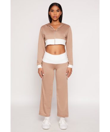 Two Tone Waistband High Waist Sweatpants