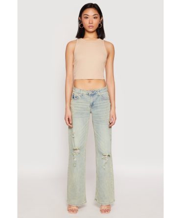 VIP Distressed Low Rise Wide Leg Jeans