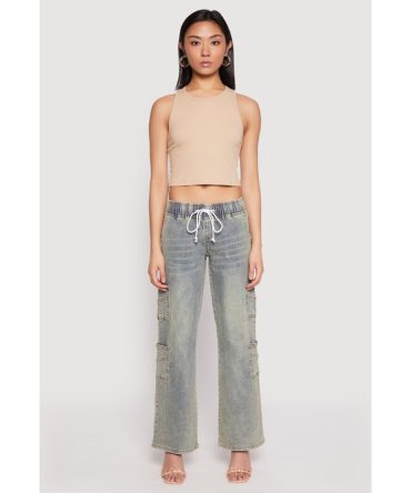 VIP Elastic Waist Band Wide Leg Jeans