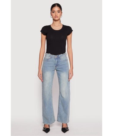 VIP Frayed Waist Wide Leg Jeans
