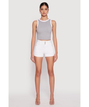 WAX 3 Button High Waisted Denim Shorts