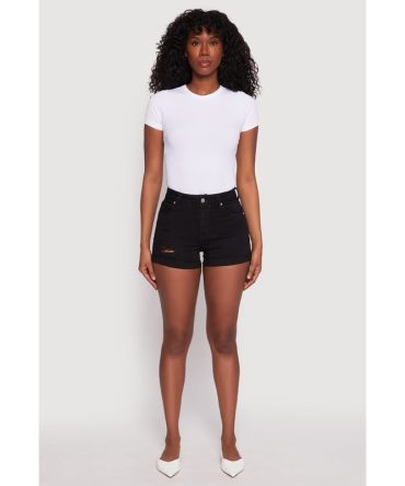 WAX Distressed Repreve Denim Shorts