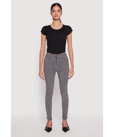 Acid Wash Twill Skinny Leg Pants