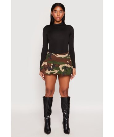 Almost Famous Camo Mini Balloon Skirt