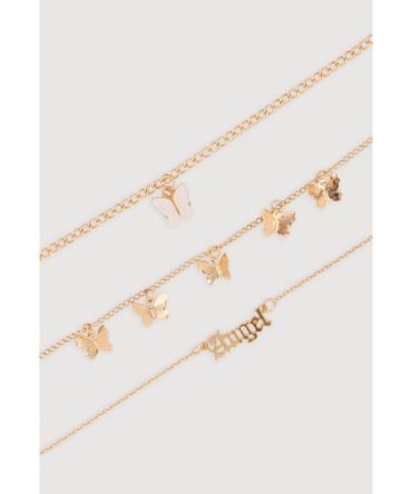 Angel Butterfly Charm Anklet Trio