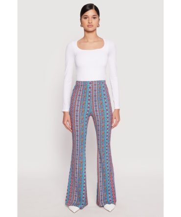 Boho Print High Waist Flare Pants