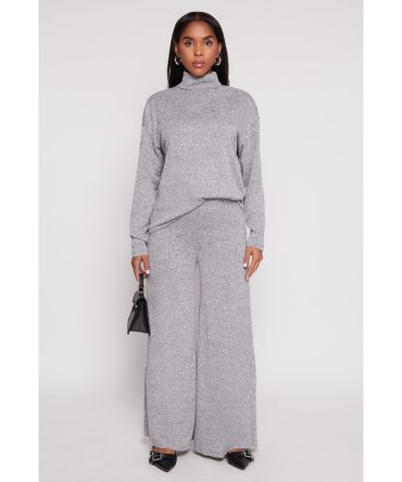 Brushed Knit Wide Leg Pants