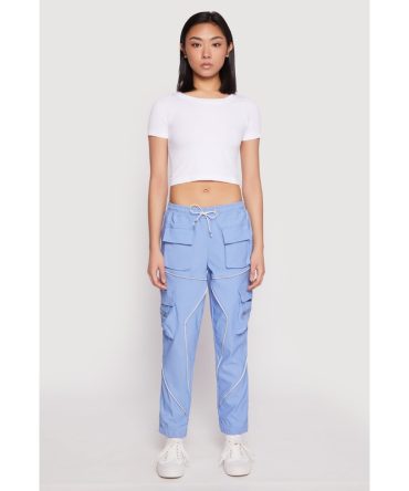 Contrast Piping Hyperstretch Cargo Joggers