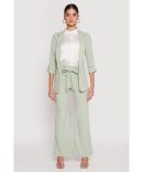 Crepe Knit Paper Bag Waist Belted Dress Pants