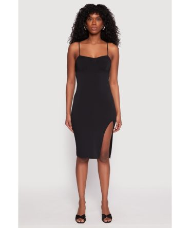Crepe Knit Side Slit Bustier Dress