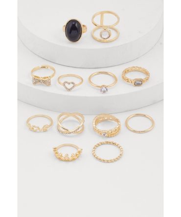 Gemstone Cubic Zirconia Assorted Rings Set of 12
