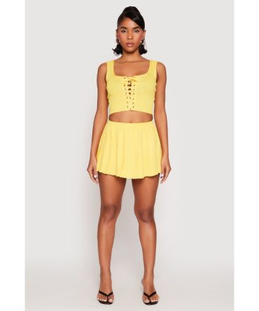 High Waist Pleated Mini Skirt