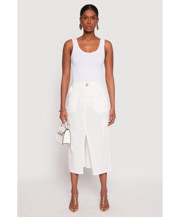 Linen Cargo Midi Skirt
