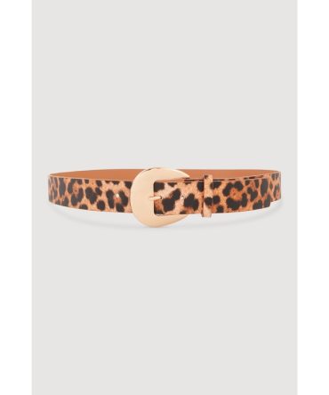 Metallic Round Buckle Faux Leather Belt