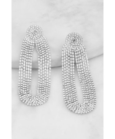 Rhinestone Fringe Dangle Drop Earrings