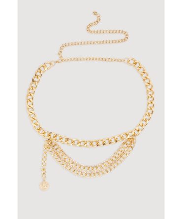 Rhinestone Layered Chain Waist Belt