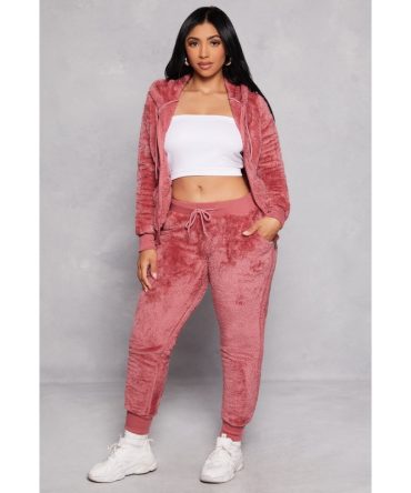 Solid Plush Drawstring Joggers