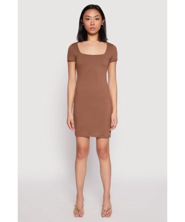 Square Neck Mini T Shirt Dress