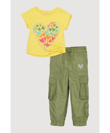 Toddler Girls Be Kind Glitter Heart Top and Joggers
