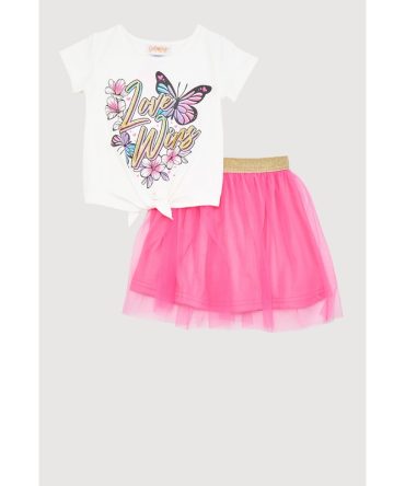 Toddler Girls Love Wins Glitter Top and Tutu Skirt