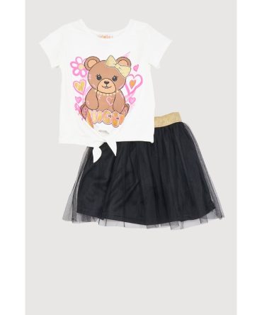 Toddler Girls Queen Bear Graphic Tee and Tutu Skirt