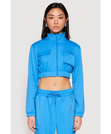Zip Front Cropped Sweatshirt