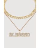 Box Clasp Chain Link Necklace with Stud Earrings