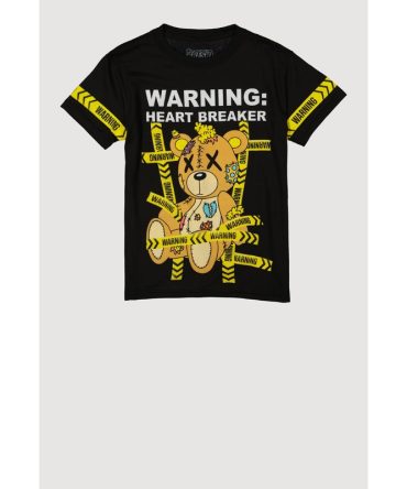 Boys Warning Heart Breaker Bear Tee