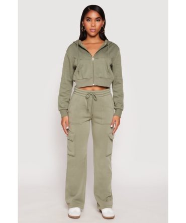 Fleece Drawstring Cargo Sweatpants
