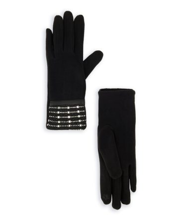 Foiled Cuff Faux Suede Gloves