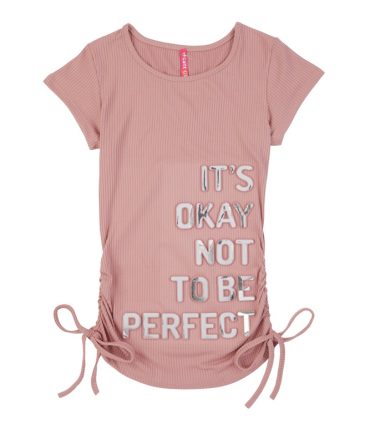 Girls Ribbed 3D Foil Screen Graphic Tee