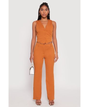 Iris Side Slit Straight Leg Pants