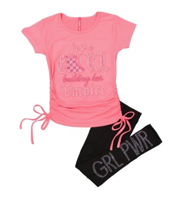 Little Girls Building Her Empire Rhinestone 3D Graphic Tee and Leggings
