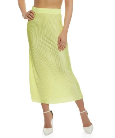Plisse High Waist Midi Skirt