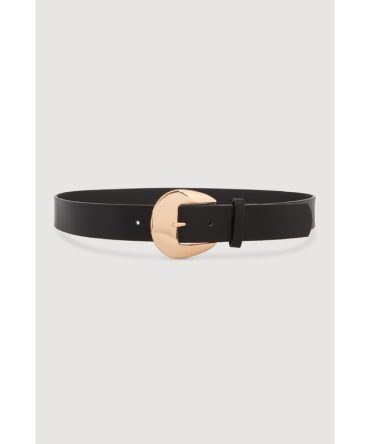 Plus Size Metallic Round Buckle Faux Leather Belt