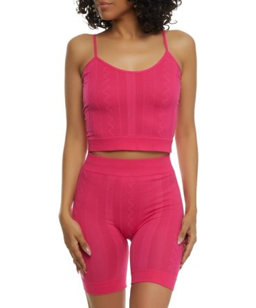 Textured Knit Cami and Biker Shorts Set