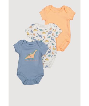 Baby Boys 0-9M Dinosaur Graphic Bodysuits 3 Pack