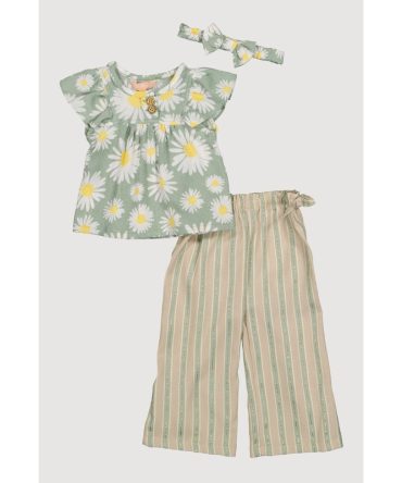 Baby Girls 12-24M Floral Print Top and Glitter Linen Pants