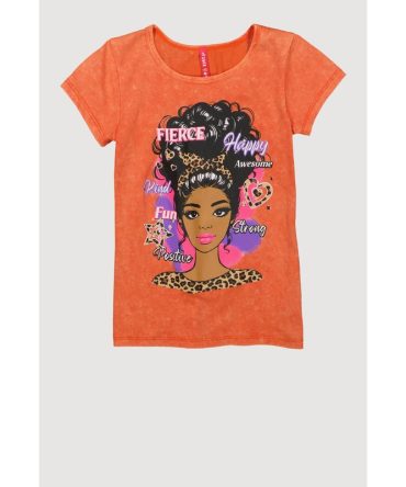 Girls Acid Wash Fierce Graphic Tee