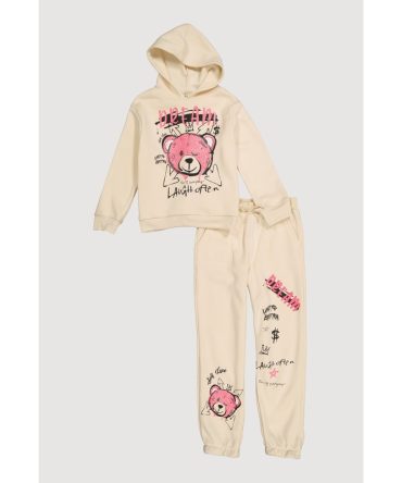 Girls Dream Bear Graphic Hoodie and Sweatpants