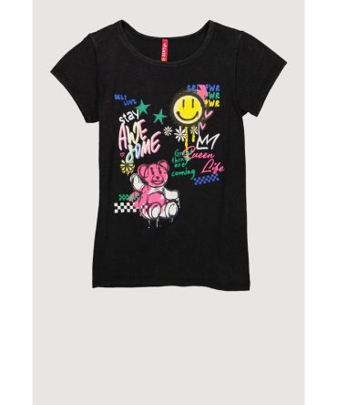 Girls Graffiti Graphic Short Sleeve Top
