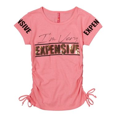 Girls Im Very Expensive Ruched Graphic T Shirt