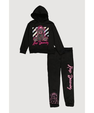 Girls Keep Dreaming Bear Graphic Sweatshirt and Sweatpants