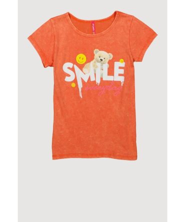 Girls Smile Everyday Teddy Bear Graphic Tee