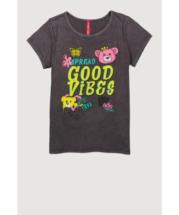 Girls Spread Good Vibes Graffiti Graphic Tee