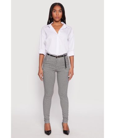 Printed Pattern Belted Pants