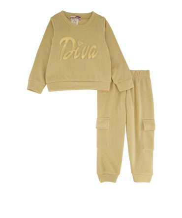 Toddler Girls Diva 3D Foil Sweatshirt and Cargo Joggers